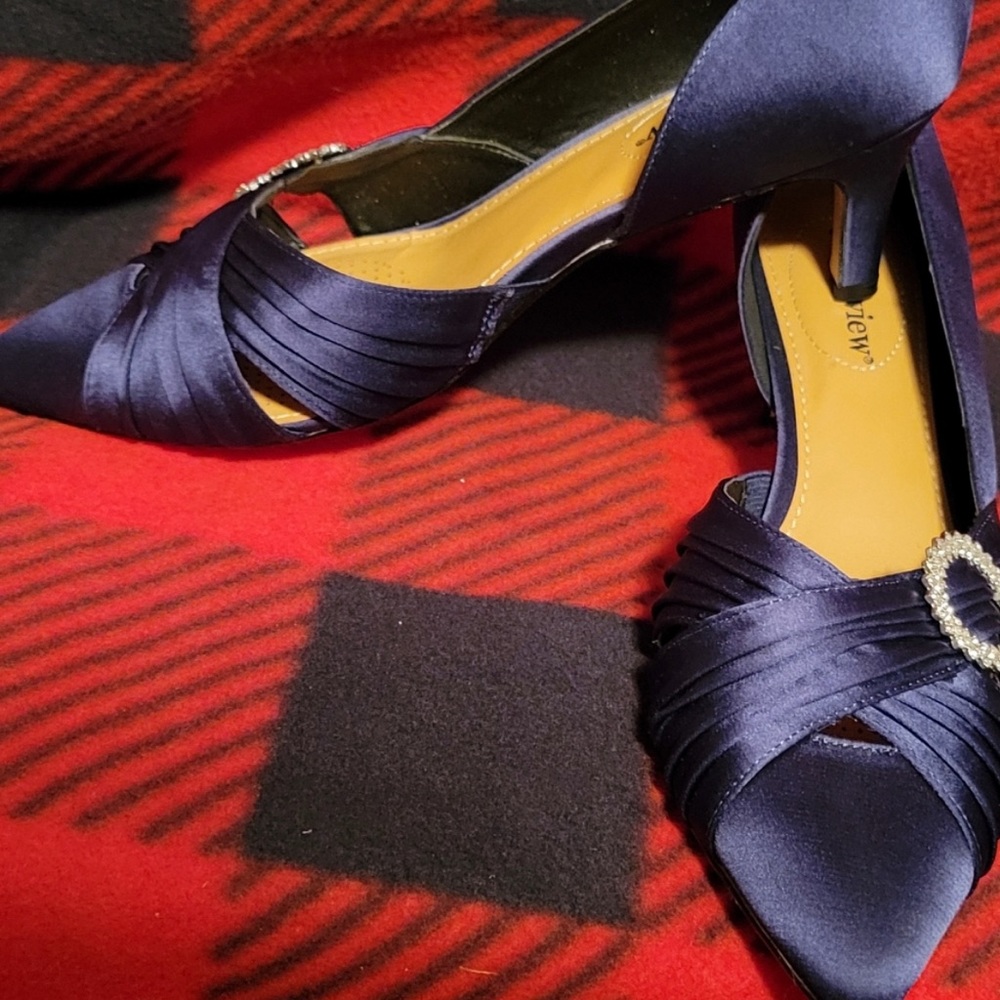Comfort View Blue Satin D’ Orsay Pumps Size 8.5 Wide